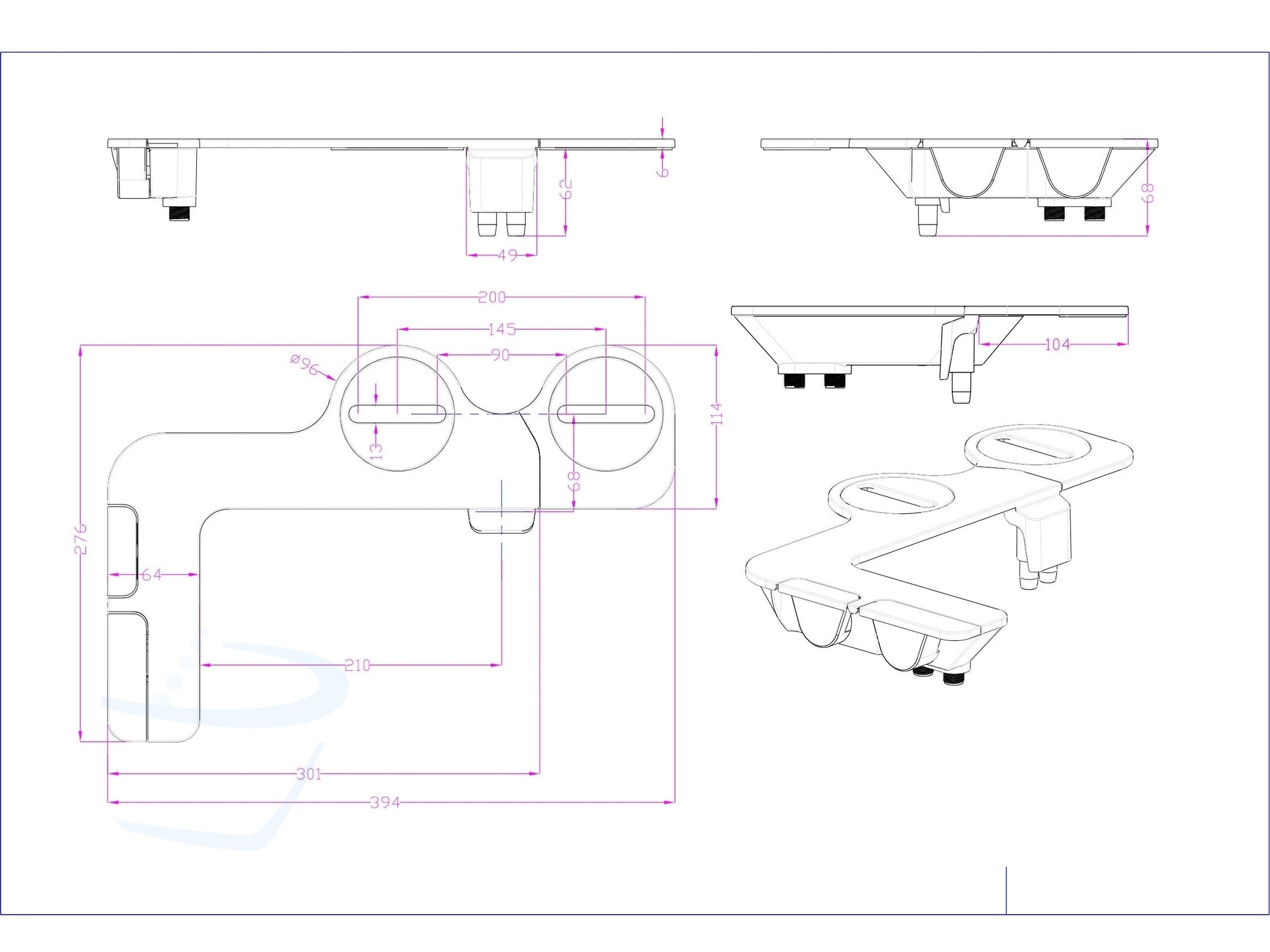 Dünne Ultra-Bidet-Doppeldüse