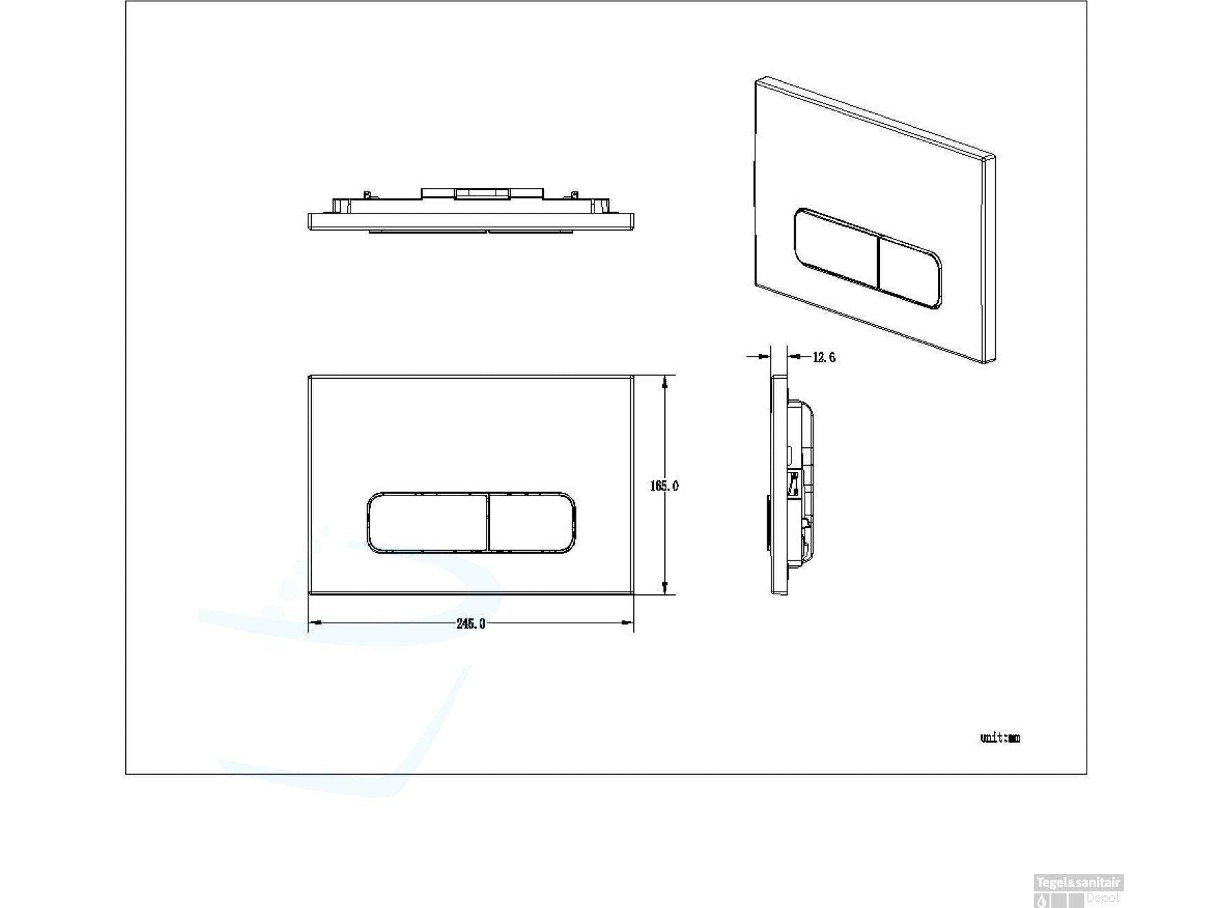 Solid Square bedieningspaneel voor Geberit UP100 320 720