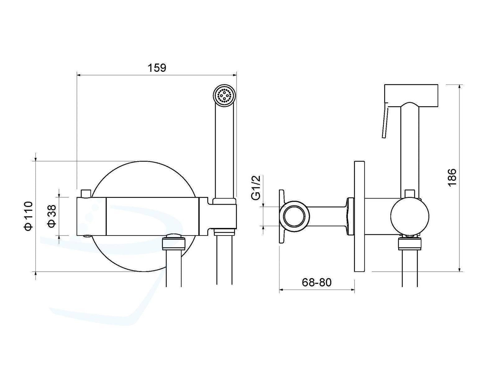 Toiletdouche Round Mount-Mixer Thermo Set